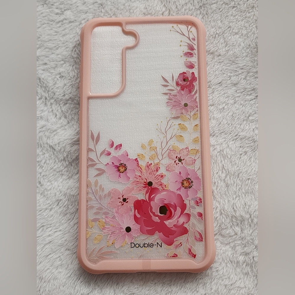 NIB Samsung S21 FE Phone Case Pink Floral, Screen Protector Included